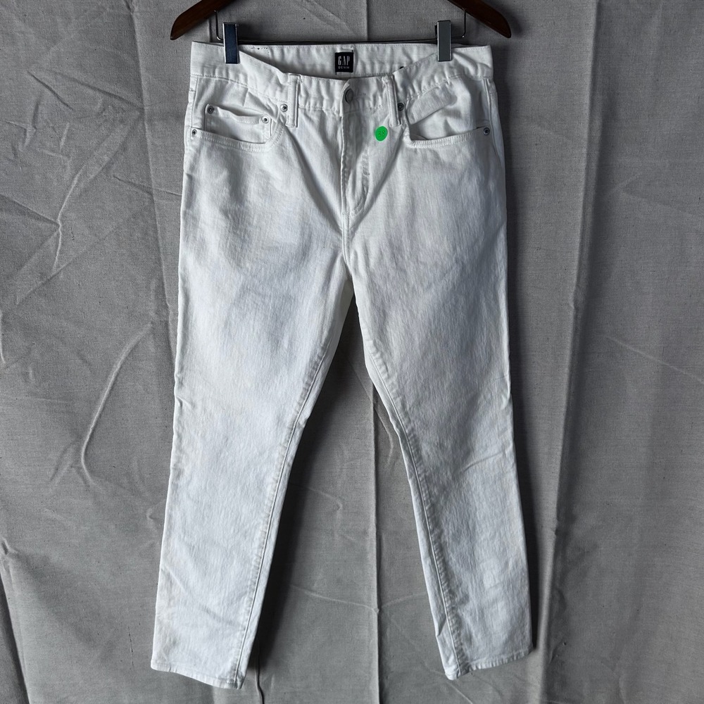 Gap Denim Mens Skinny Jeans White 31x30 Stretch Five Pocket Casual Pants